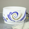 Yarn bowl Knitting bowls Crochet Ceramic bowl bright White organizer Cobalt Blue Waves Pottery