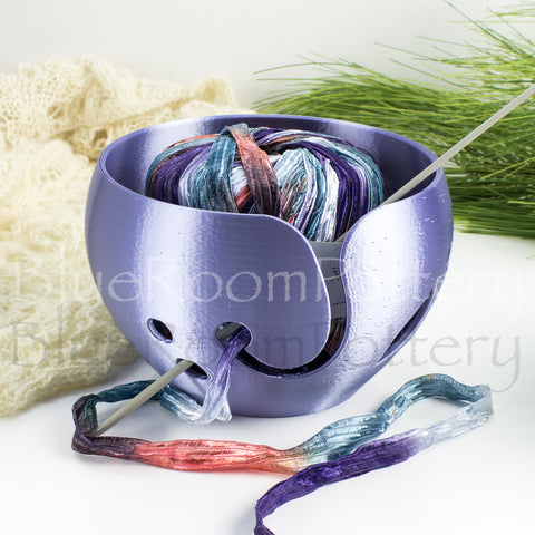 Lavender Blue Yarn bowl leaf Knitting Bowl 3D printed eco friendly plastic knitter gifts