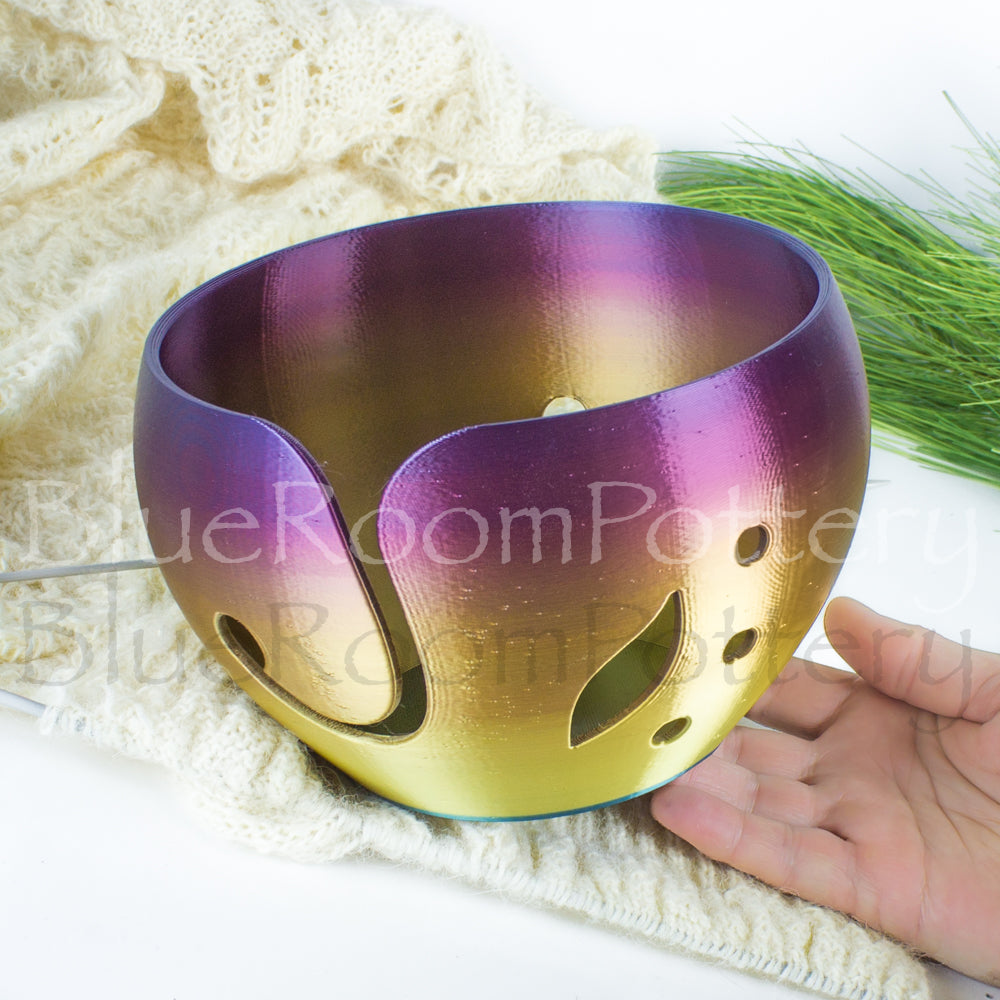 Large Rainbow Yarn bowl One of A Kind leaf Knitting Bowl 3D
