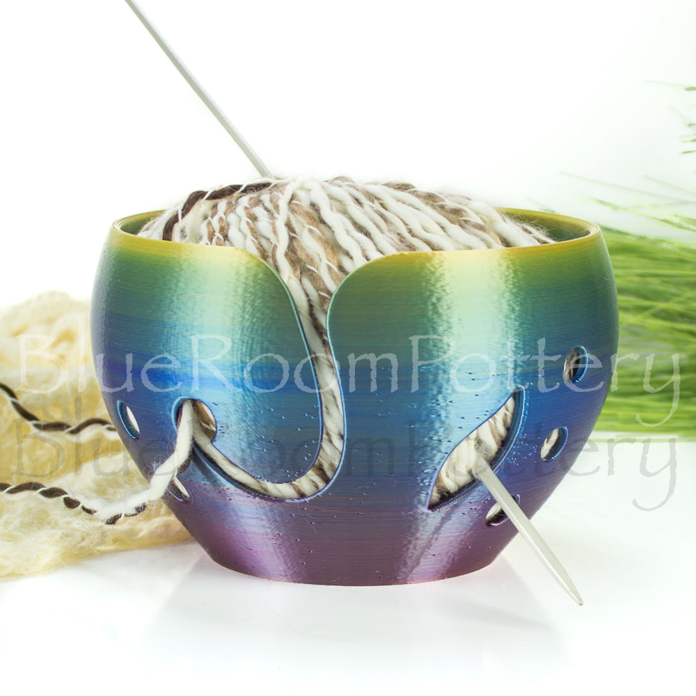 Fresh White Yarn Bowl, knitting / crochet bowl, with Green Twisted Leaf by  BlueRoomPottery