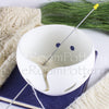 Big cake White Yarn bowl, leaf Knitting Bowl 3D printed eco friendly plastic Travel Crochet bowl knitter gifts