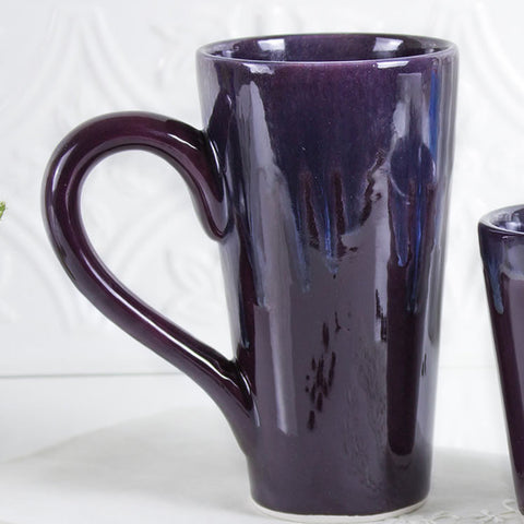 Ceramic Coffee Eggplant Purple Blue White tea cup handmade pottery Kitchen gift