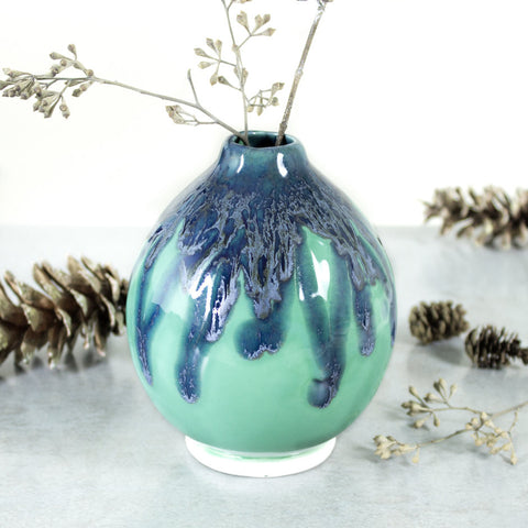 Ceramic Round Bud Vase, Mint green Modern Ceramic Home Decor