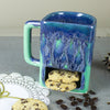 Ceramic Aqua Mint Green /blue mug with cookie pocket