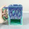 Ceramic Aqua Mint Green /blue mug with cookie pocket