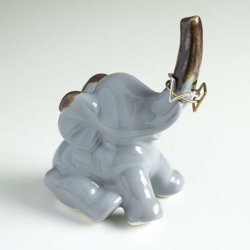 Elephant ring holder Lucky Elephant Gray Grey jewelry Ceramic Ring