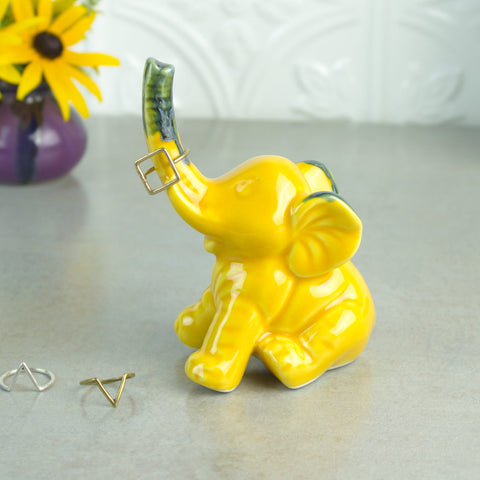 Elephant ring holder Lucky Elephant Yellow jewelry Ceramic Ring Holder