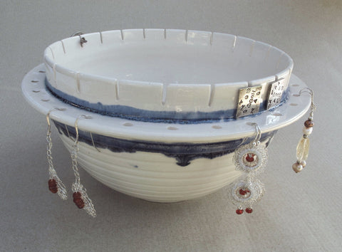 Earring Bowl with blue drip highlights