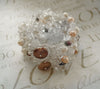 Crocheted Lace Silver Bracelet / Clear Quartz & Pearls