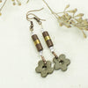 Olive Green Flower Earrings