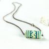 Green Geometric Necklace, Natural Ceramic Necklace