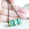 Green Geometric Necklace, Natural Ceramic Necklace