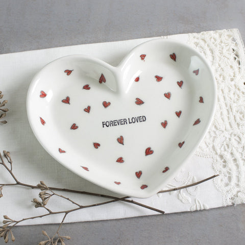 White heart wedding ring holder FOREVER LOVED