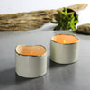 2 White Ceramic candle holders with gold line