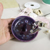 Ring dish, ring holder, Personalized Custom choices, wedding gift, Eggplant purple gold outlines