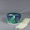 Mint Emerald Green Yarn bowl, Silver Blue Highlights, Knitting bowl by BlueRoomPottery