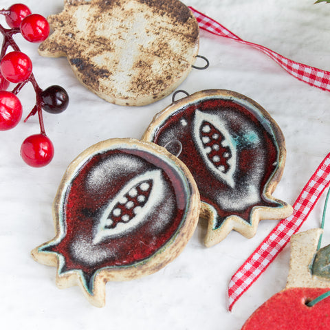 Red Pomegranate ceramic hanging Ornament