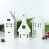 White Church Candle Holder, chalet Putz House lantern, Christmas decor