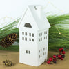 Slim and tall chalet White Putz House Candle Holder luminary