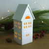 Slim and tall chalet White Putz House Candle Holder luminary