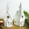 White Church Candle Holder, chalet Putz House lantern, Christmas decor