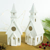 Set of 3 White Putz House Village Candle Holder lanterns,  chalet Christmas mantel decor