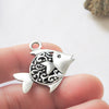 Greek Mykonos Casting Fancy Fish Pendant, Pewter Metal Bead Large Charm Silver Plated  (1 piece)