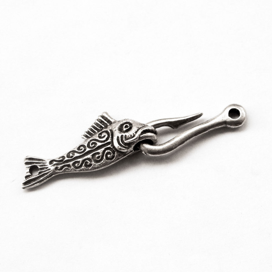 clasp hook fish Greek Mykonos Fish and fishhook toggle clasp by Mykonos Beads