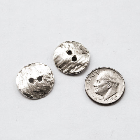 Cornflake button textured bead, Antique Silver plated Mykonos Casting (4 pcs)