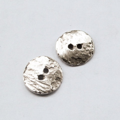 Cornflake button textured bead, Antique Silver plated Mykonos Casting (4 pcs)