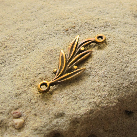 Curvy Olive Branch Jewelry Link Mykonos Casting Metal Antique Bronze connector (1)
