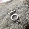 Greek Mykonos Simple Toggle Clasp, Antique Silver Jewelry Unique Metal Craft Supplies (2 sets)