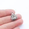 Gingerbread Woodland House, Double Sided Greek Mykonos Antique Silver Metal Charm Pendant