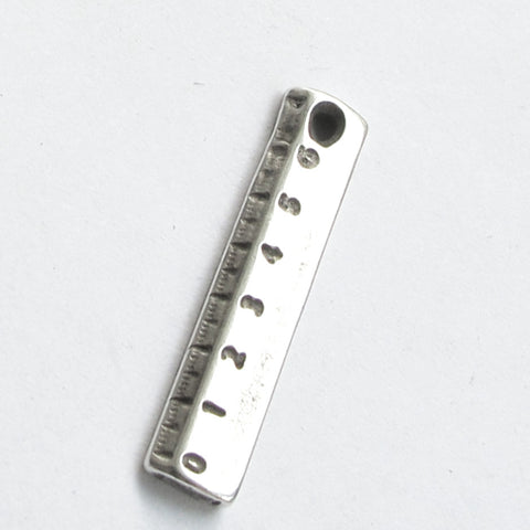 Silver Miniature Ruler Charm, Greek Pendant DIY Back to School Jewelry Craft Supplies