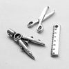 Silver Charm Pendant Scissors DIY jewelry making Greek craft supplies Sewing Needle crafts Charm