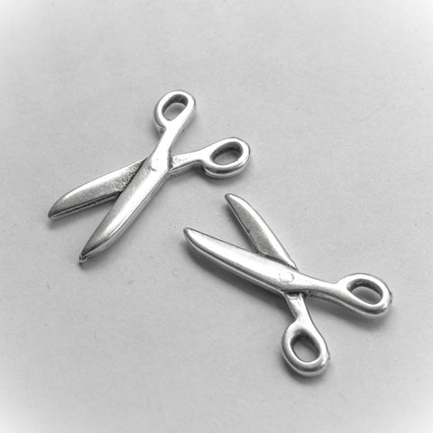 Silver Charm Pendant Scissors DIY jewelry making Greek craft supplies Sewing Needle crafts Charm