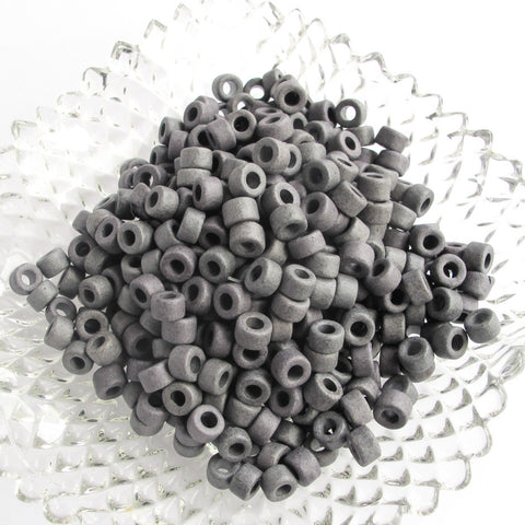 Mykonos Greek Ceramic 6X4mm Mini Tube Beads, 30 Gray Ash Grey