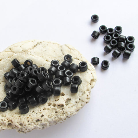 Black 10 Mykonos Greek Ceramic Mini Tube Beads, 6X4mm Beads DIY