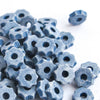 15 Mykonos Greek Ceramic Beads, Tiny Gear, Aegean Blue, jewelry craft supplies MB3