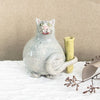 Russian Blue Cat, Grey Kitty Ceramic Sculpture flower vase