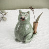 Sweet Pea Cat, Kitty Ceramic Sculpture flower vase