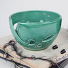 Ceramic Yarn Bowl, Emerald Green Leaf, crochet bowl, knitting Yarn Holder