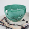 Green Turquoise Ceramic Yarn Bowl, Emerald Greenery Pantone Leaf Yarn Holder