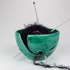 Ceramic Yarn Bowl, Emerald Green Leaf, crochet bowl, knitting Yarn Holder