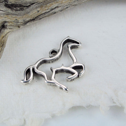 Horse Outline Pendant, Prancing Trotting horse Silhouette Charm, Greek Mykonos pendant, Southwest jewelry making