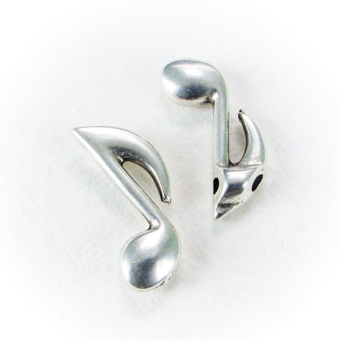 Music Note Pendant Charm, Antique Silver Tone, Greek DIY jewelry craft supplies