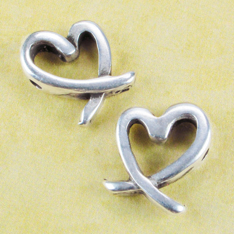 Open Heart Pendant, hypoallergenic European charm, Antique Silver plated