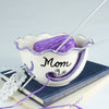 Personalized White / Purple Ruffled Ceramic Yarn Bowl