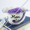 Personalized White / Purple Ruffled Ceramic Yarn Bowl
