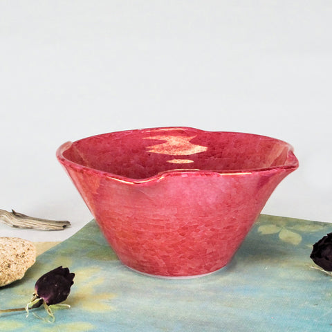 Red Ceramic Twist Bowl Crackle Luster